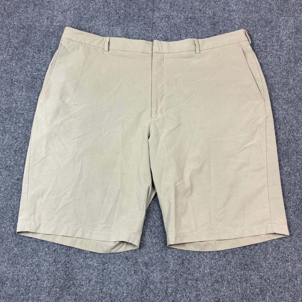 Walter Hagen Mens Golf Shorts Khaki Tan Flat Front Size 42 Performance Casual